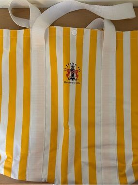 Giorgio Beverly Hills Yellow & White Striped Tote Bag